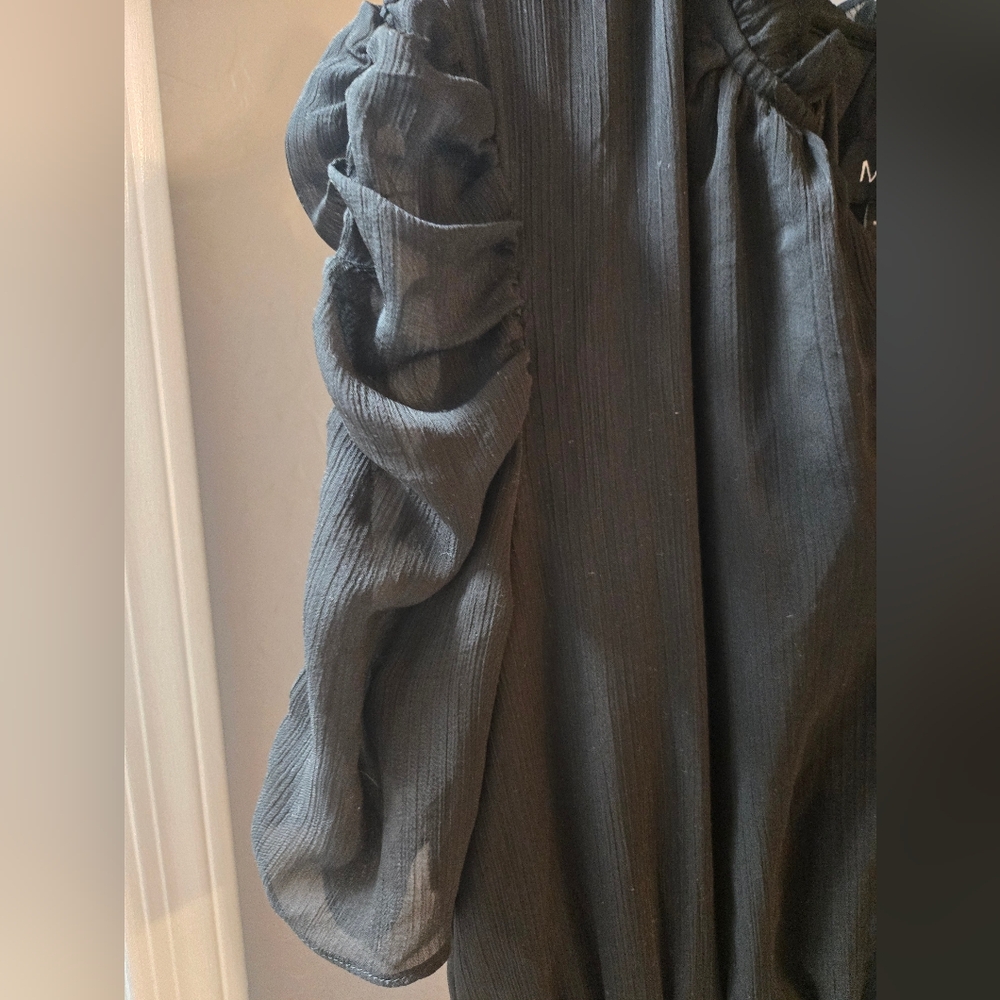 Black Ruffled Mini Dress Size M - Picture 3 of 7